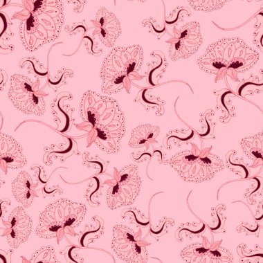 Suluboya desensiz, folky çiçekli ve yapraklı, etnik tarzda. Çiçek süsleme. Geleneksel şal deseni. Tekstil tasarım dokusu. Kabilesel etnik klasik dikişsiz model..