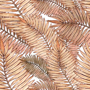 Tropikal yapraklarla suluboya kusursuz desen. Elle çizilmiş egzotik bitkilerle çok güzel bir iz. Mayo botanik tasarımı.