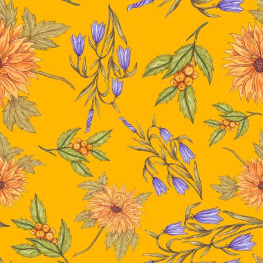 Çiçek buketli suluboya desenli. Klasik botanik çizimi. Her türlü tasarım için zarif bir dekorasyon. Renkli ve soyut çiçekli moda baskısı. Suluboya dokusu.