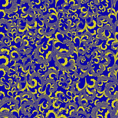 Suluboya desensiz, folky çiçekli ve yapraklı, etnik tarzda. Çiçek süsleme. Geleneksel şal deseni. Tekstil tasarım dokusu. Kabilesel etnik klasik dikişsiz model..