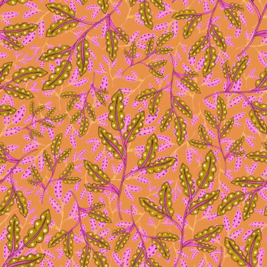 Suluboya desensiz, folky çiçekli ve yapraklı, etnik tarzda. Çiçek süsleme. Geleneksel şal deseni. Tekstil tasarım dokusu. Kabilesel etnik klasik dikişsiz model..