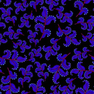 Suluboya desensiz, folky çiçekli ve yapraklı, etnik tarzda. Çiçek süsleme. Geleneksel şal deseni. Tekstil tasarım dokusu. Kabilesel etnik klasik dikişsiz model..