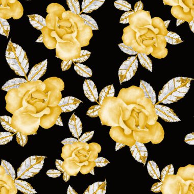 Sulu Boya Dikişsiz desen Güllü