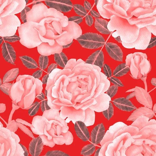 Aquarelle Motif Sans Couture Avec Des Roses — Photo