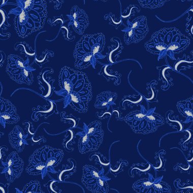 Suluboya desensiz, folky çiçekli ve yapraklı, etnik tarzda. Çiçek süsleme. Geleneksel şal deseni. Tekstil tasarım dokusu. Kabilesel etnik klasik dikişsiz model..