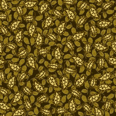 Suluboya desensiz, folky çiçekli ve yapraklı, etnik tarzda. Çiçek süsleme. Geleneksel şal deseni. Tekstil tasarım dokusu. Kabilesel etnik klasik dikişsiz model..