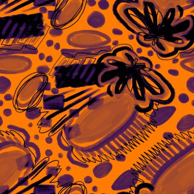 Suluboya, soyut, kusursuz desen. Parlak el yapımı elementlerle yaratıcı doku. Soyut renkli yazdırma.