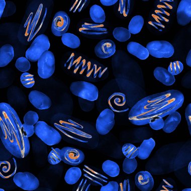 Suluboya, soyut, kusursuz desen. Parlak el yapımı elementlerle yaratıcı doku. Soyut renkli yazdırma.