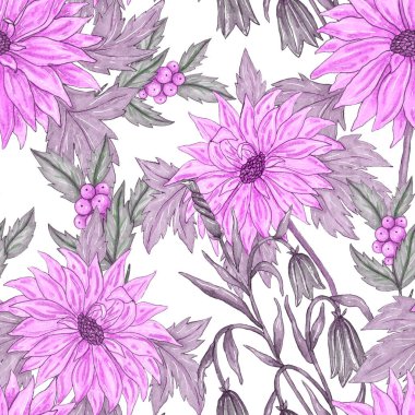 Çiçek buketli suluboya desenli. Klasik botanik çizimi. Her türlü tasarım için zarif bir dekorasyon. Renkli ve soyut çiçekli moda baskısı. Suluboya dokusu.