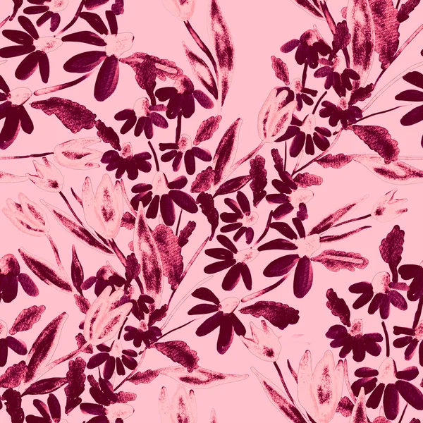 Aquarel Naadloos Patroon Met Lente Bloemen Boeketten Vintage Botanische Illustratie — Stockfoto