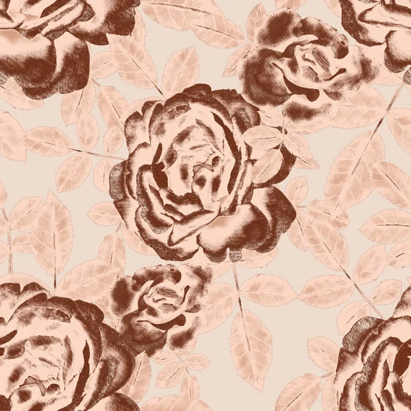Ακουαρέλα Χωρίς Ραφή Πρότυπο Τριαντάφυλλα — Φωτογραφία Αρχείου