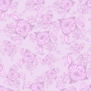 Suluboya desensiz, folky çiçekli ve yapraklı, etnik tarzda. Çiçek süsleme. Geleneksel şal deseni. Tekstil tasarım dokusu. Kabilesel etnik klasik dikişsiz model..