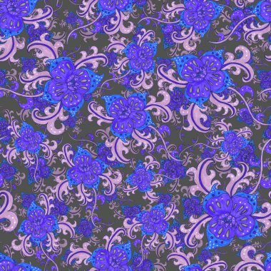 Suluboya desensiz, folky çiçekli ve yapraklı, etnik tarzda. Çiçek süsleme. Geleneksel şal deseni. Tekstil tasarım dokusu. Kabilesel etnik klasik dikişsiz model..