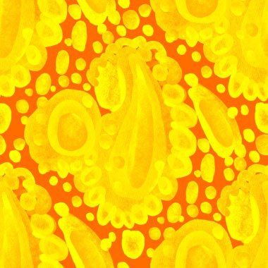 Suluboya, soyut, kusursuz desen. Parlak el yapımı elementlerle yaratıcı doku. Soyut renkli yazdırma.