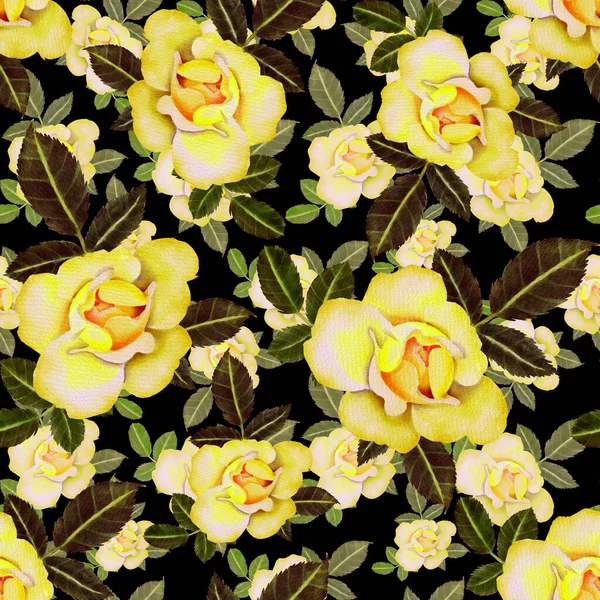 Watercolor Seamless Pattern Roses — Stock Photo, Image