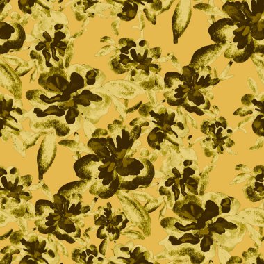 Bahar çiçekleriyle suluboya kusursuz desen. Klasik botanik çizimi. Her türlü tasarım için zarif bir dekorasyon. Renkli ve soyut çiçekli moda baskısı. Suluboya dokusu.