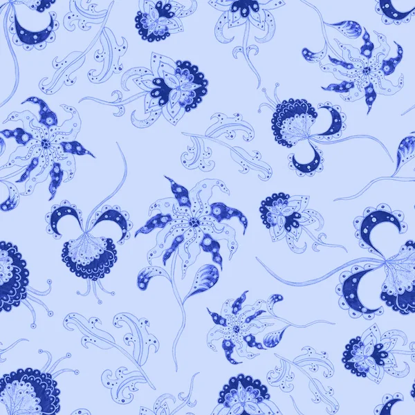 Suluboya desensiz, folky çiçekli ve yapraklı, etnik tarzda. Çiçek süsleme. Geleneksel şal deseni. Tekstil tasarım dokusu. Kabilesel etnik klasik dikişsiz model..