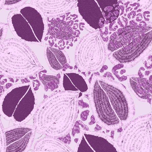 Moderno Modello Astratto Senza Soluzione Continuità Con Foglie Tropicali Colorate — Foto Stock