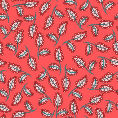 Suluboya desensiz, folky çiçekli ve yapraklı, etnik tarzda. Çiçek süsleme. Geleneksel şal deseni. Tekstil tasarım dokusu. Kabilesel etnik klasik dikişsiz model..