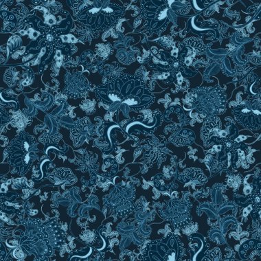 Suluboya desensiz, folky çiçekli ve yapraklı, etnik tarzda. Çiçek süsleme. Geleneksel şal deseni. Tekstil tasarım dokusu. Kabilesel etnik klasik dikişsiz model..