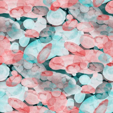 Suluboya, soyut, kusursuz desen. Parlak el yapımı elementlerle yaratıcı doku. Soyut renkli yazdırma.