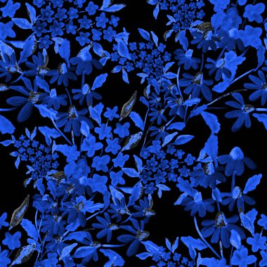 Bahar çiçekleriyle suluboya kusursuz desen. Klasik botanik çizimi. Her türlü tasarım için zarif bir dekorasyon. Renkli ve soyut çiçekli moda baskısı. Suluboya dokusu.