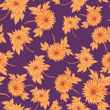 Çiçek buketli suluboya desenli. Klasik botanik çizimi. Her türlü tasarım için zarif bir dekorasyon. Renkli ve soyut çiçekli moda baskısı. Suluboya dokusu.