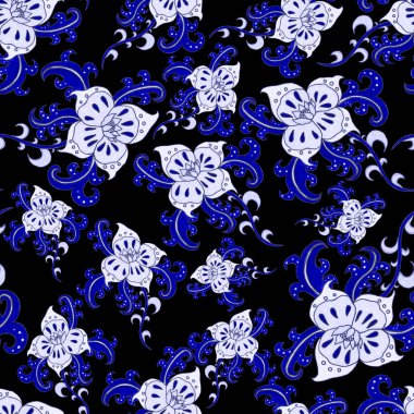 Suluboya desensiz, folky çiçekli ve yapraklı, etnik tarzda. Çiçek süsleme. Geleneksel şal deseni. Tekstil tasarım dokusu. Kabilesel etnik klasik dikişsiz model..