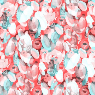 Suluboya, soyut, kusursuz desen. Parlak el yapımı elementlerle yaratıcı doku. Soyut renkli yazdırma.