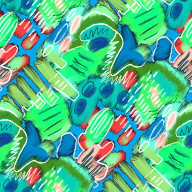 Güzel, parlak soyut elementlerle, yaratıcı, kusursuz bir desen. Her türlü tasarım için renkli bir doku. Grafik olarak soyut bir arkaplan. Çağdaş sanat. Moda modern tarzı.