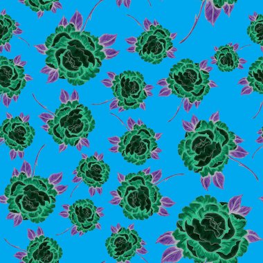 Çiçek buketli suluboya desenli. Klasik botanik çizimi. Her türlü tasarım için zarif bir dekorasyon. Renkli ve soyut çiçekli moda baskısı. Suluboya dokusu.