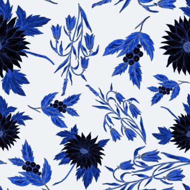 Çiçek buketli suluboya desenli. Klasik botanik çizimi. Her türlü tasarım için zarif bir dekorasyon. Renkli ve soyut çiçekli moda baskısı. Suluboya dokusu.