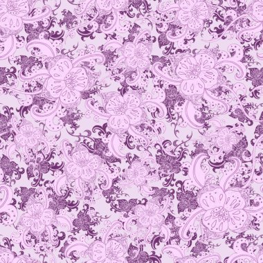 Suluboya desensiz, folky çiçekli ve yapraklı, etnik tarzda. Çiçek süsleme. Geleneksel şal deseni. Tekstil tasarım dokusu. Kabilesel etnik klasik dikişsiz model..