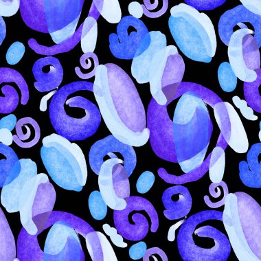 Suluboya, soyut, kusursuz desen. Parlak el yapımı elementlerle yaratıcı doku. Soyut renkli yazdırma.