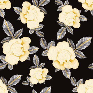 Sulu Boya Dikişsiz desen Güllü