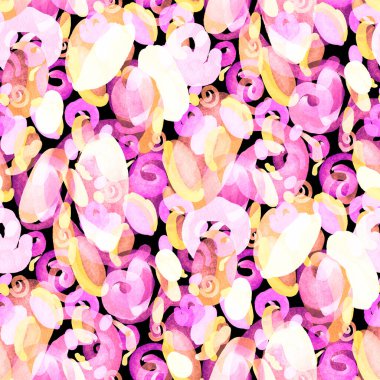 Suluboya, soyut, kusursuz desen. Parlak el yapımı elementlerle yaratıcı doku. Soyut renkli yazdırma.