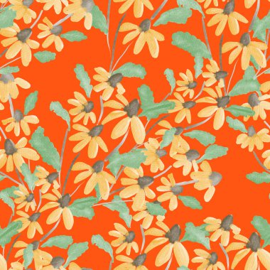 Bahar çiçekleriyle suluboya kusursuz desen. Klasik botanik çizimi. Her türlü tasarım için zarif bir dekorasyon. Renkli ve soyut çiçekli moda baskısı. Suluboya dokusu.