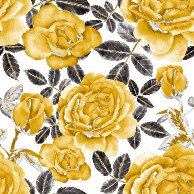 Sulu Boya Dikişsiz desen Güllü