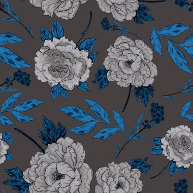 Çiçek buketli suluboya desenli. Klasik botanik çizimi. Her türlü tasarım için zarif bir dekorasyon. Renkli ve soyut çiçekli moda baskısı. Suluboya dokusu.