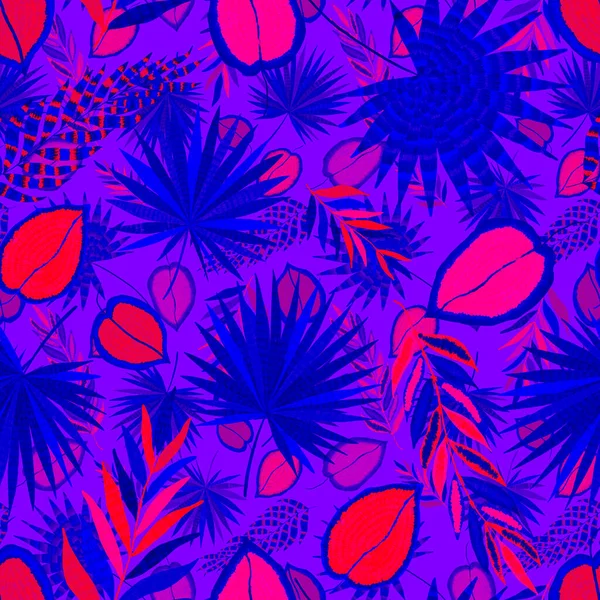 Motif Abstrait Moderne Sans Couture Avec Des Feuilles Tropicales Colorées — Photo