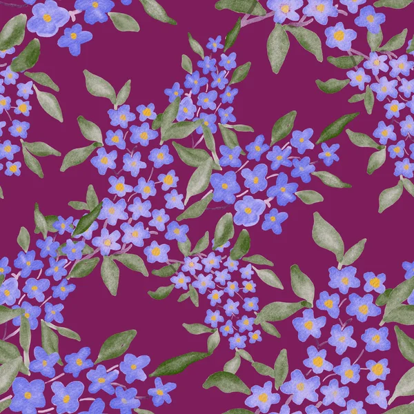 Bezszwowy Wzór Akwareli Wiosennymi Bukietami Kwiatowymi Klasyczna Ilustracja Botaniczna Elegancka — Zdjęcie stockowe