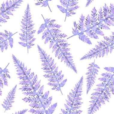 Eğrelti otu yapraklı suluboya desenli. Yaprak süsleme. Klasik botanik egzotik resim duvar kâğıdı.