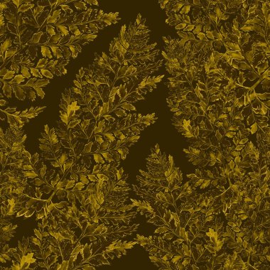 Eğrelti otu yapraklı suluboya desenli. Yaprak süsleme. Klasik botanik egzotik resim duvar kâğıdı.