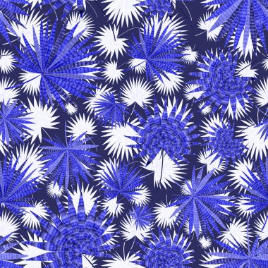 Yaratıcı renkli tropikal yaprakları olan modern, soyut, pürüzsüz desen. Geçmişe dönük parlak yaz geçmişi. Orman yaprakları çizimi. Mayo botanik tasarımı. Antika egzotik baskı.