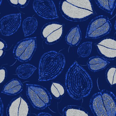 Yaratıcı renkli tropikal yaprakları olan modern, soyut, pürüzsüz desen. Geçmişe dönük parlak yaz geçmişi. Orman yaprakları çizimi. Mayo botanik tasarımı. Antika egzotik baskı.