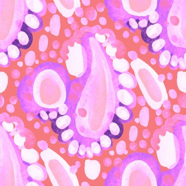 Suluboya, soyut, kusursuz desen. Parlak el yapımı elementlerle yaratıcı doku. Soyut renkli yazdırma.