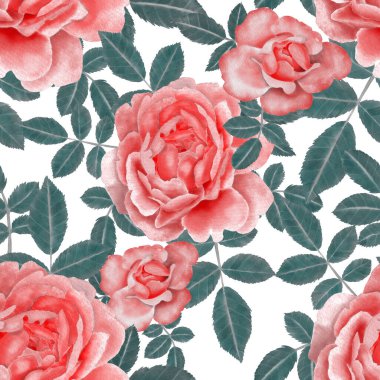 Sulu Boya Dikişsiz desen Güllü