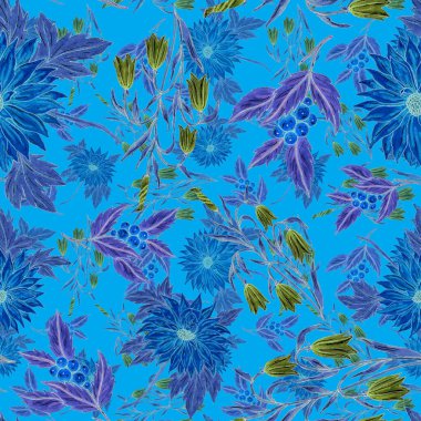 Çiçek buketli suluboya desenli. Klasik botanik çizimi. Her türlü tasarım için zarif bir dekorasyon. Renkli ve soyut çiçekli moda baskısı. Suluboya dokusu.