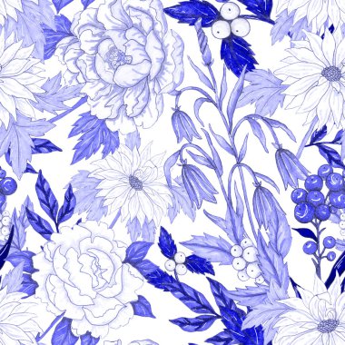 Çiçek buketli suluboya desenli. Klasik botanik çizimi. Her türlü tasarım için zarif bir dekorasyon. Renkli ve soyut çiçekli moda baskısı. Suluboya dokusu.