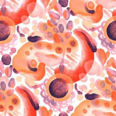 Suluboya, soyut, kusursuz desen. Parlak el yapımı elementlerle yaratıcı doku. Soyut renkli yazdırma.